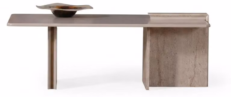 Tavolino effetto marmo beige, scrivania di design per il soggiorno