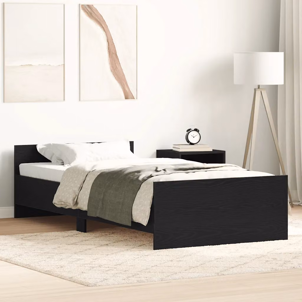 Giroletto vidaXL senza materasso in legno e MDF, colore rovere nero, L/P/H: 190 x 90 x 193 cm