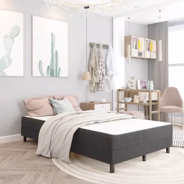 Letto a molle moderno vidaXL in tessuto grigio L/P: 120 x 200 cm
