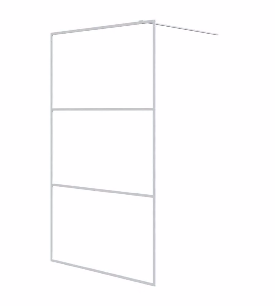 Parete Doccia Walk in vidaXL Bianca con Vetro Trasparente ESG, L: 115 cm, H: 195 cm
