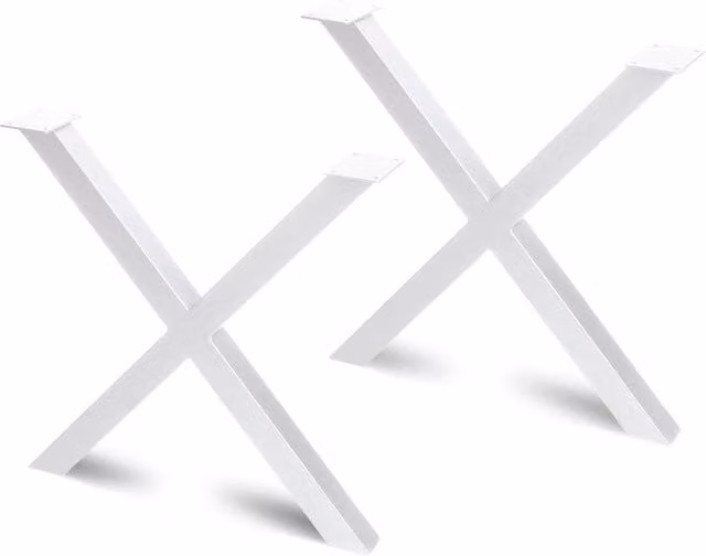 Set di gambe per tavolo Cross EMUCA in acciaio verniciato bianco opaco, Larghezza: 69,5 cm