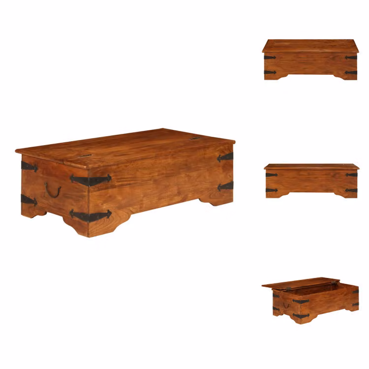 vidaXL Tavolino in legno massiccio con finitura color miele 110x55x35 cm - Tavolini da caffè