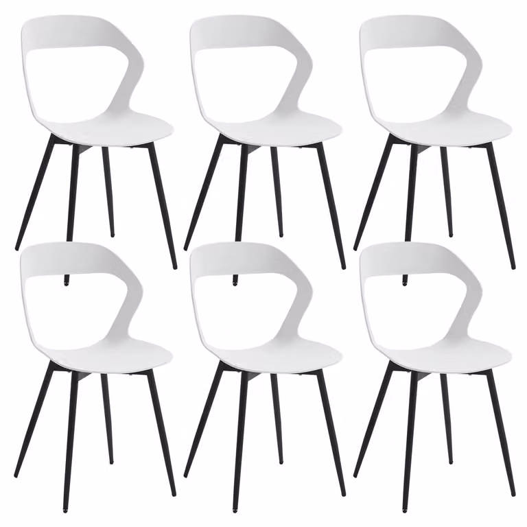 Sedie da pranzo in stile nordico - Set di sedie da pranzo - 6 pezzi - Bianco - Schienale ergonomico - Design traforato - Seduta in plastica - Struttura in metallo