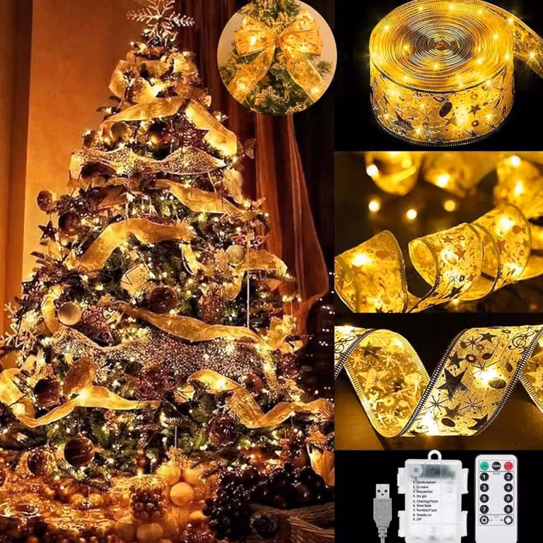 Catena luminosa a LED, 10 metri, 100 lampadine a luce calda, alimentata a batteria