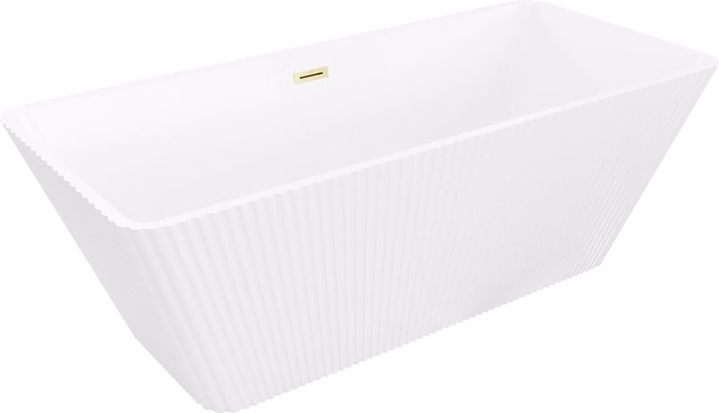 Mexen Tava vasca da bagno indipendente scanalata 170 x 75 cm, bianca, troppopieno oro spazzolato - 52851707500-55