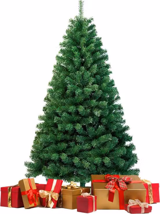 Izrielar Albero di Natale Artificiale di 180 cm con abete, aghi in PVC, supporto in metallo e sistema pieghevole, verde