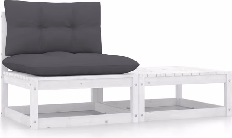 Maison Exclusive - Set da giardino 2 pezzi con cuscini Bianco Legno di pino massiccio