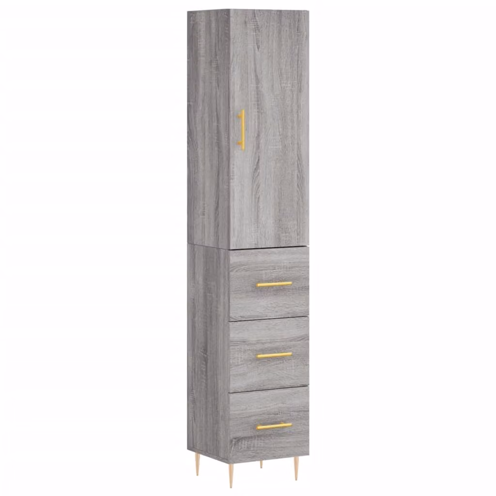 Credenza Grigio Sonoma 34,5x34x180 cm in Legno Multistrato