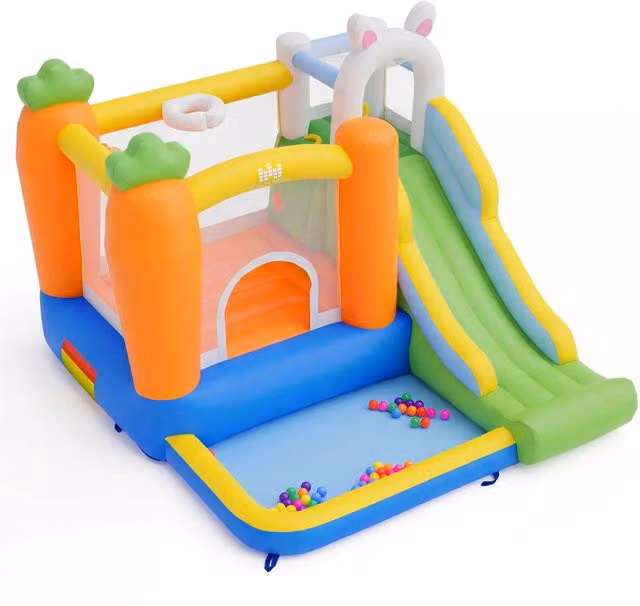 Castello gonfiabile per bambini con piscina con 50 palline parete da arrampicata e canestro, Casa gonfiabile per interno ed esterno
