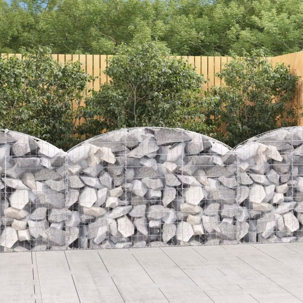 Cesto Gabbione ad Arco vidaXL in Acciaio Zincato Grigio L: 150 cm, P: 30 cm, H: 80/100 cm