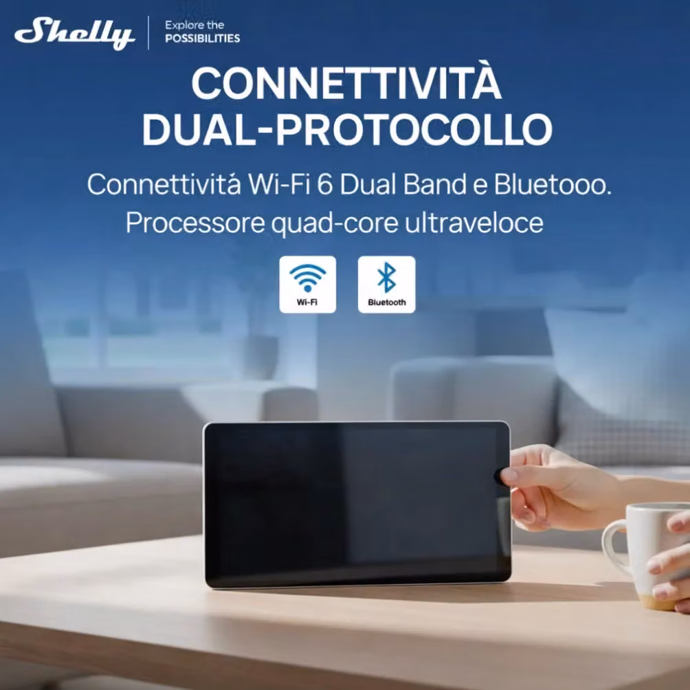 Shelly Wall Display X2i Silver con Touch Screen Smart, Sensori Integrati e Monitoraggio Energetico per la Gestione della tua Smart Home – 2