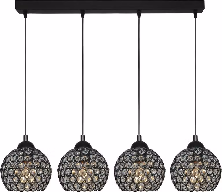 Lampada a sospensione nera con paralume in cristallo KLAUDIUSZ 14-741