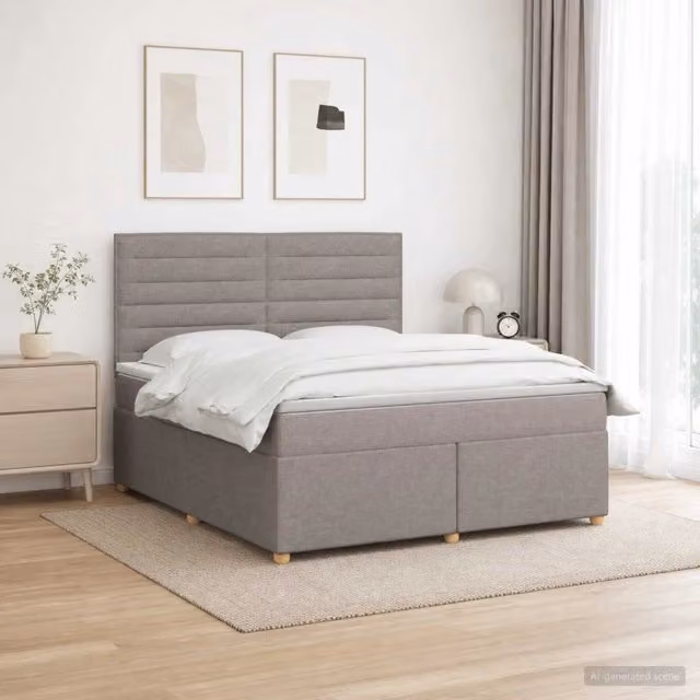 Letto box spring con materasso ibrido vidaXL in tessuto, L/P: 140 x 200 cm