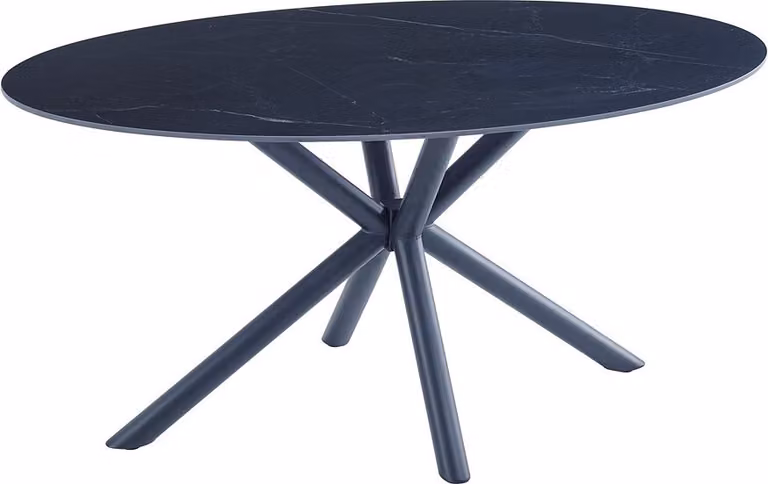 Tavolo da pranzo CasaDolce MENTA, 160x90x76 cm, piano in Vetroceramica, motivo marmo nero, struttura in metallo, carico massimo 50 kg