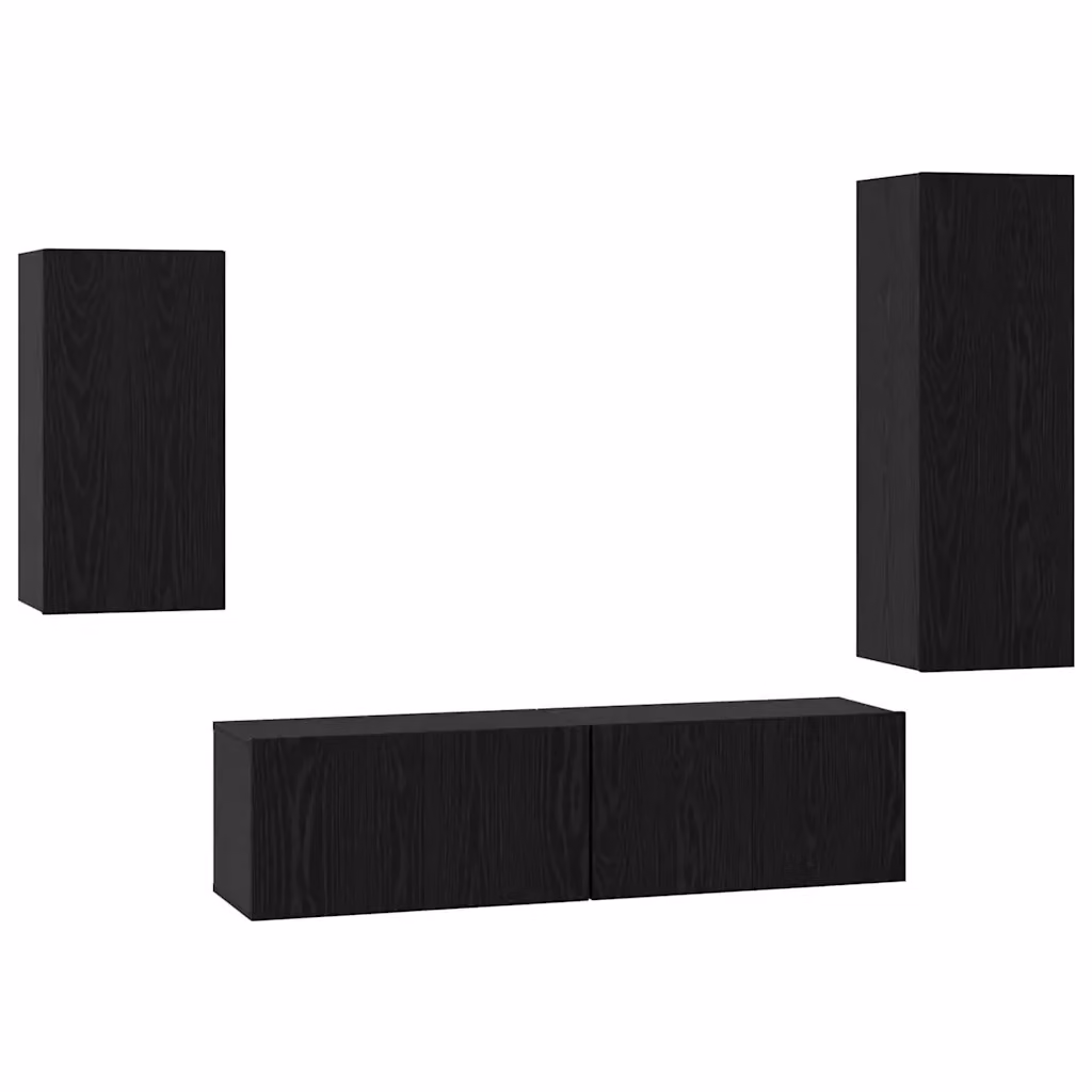 Set mobile TV moderno vidaXL in 4 pezzi, Rovere e Nero, in legno MDF – 2