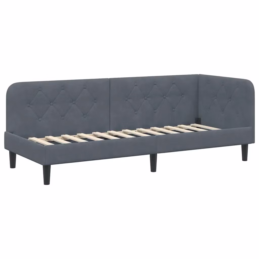 Cornice del letto ad angolo asimmetrico vidaXL in velluto grigio, L: 200 cm, P: 80 cm, H: 72 cm – 2