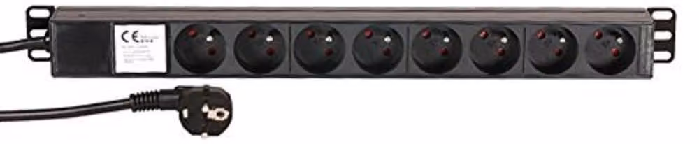 Adam Hall Cables 87478 - Ciabatta da 19" a 1U con 8 prese, standard francese