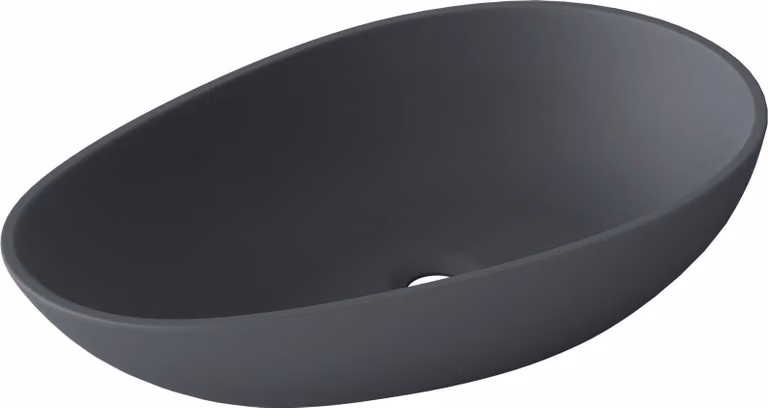 doporro Lavabo da Appoggio, Lavandino Bagno 59.8x36x14cm, Lavabo Ovale da Minerale Fuso Colossum809, Antracite Opaco