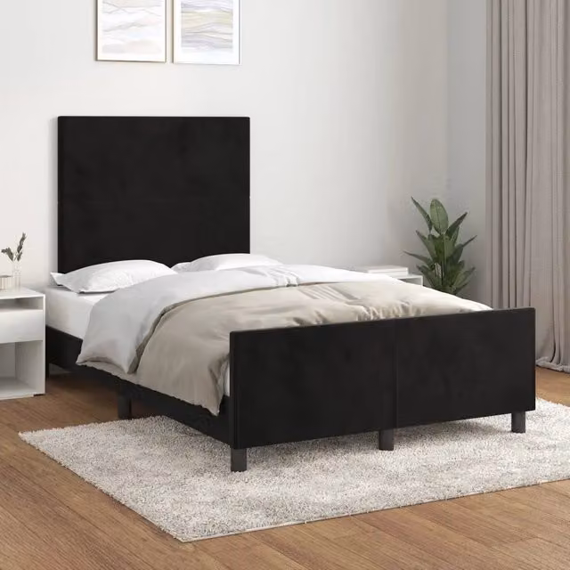 Giroletto senza Materasso-Struttura Letto Nero 120x200 cm Velluto 519491