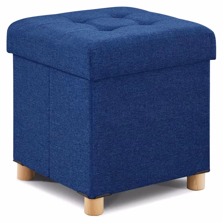 Omgoods - Panca contenitore con gambe in legno e funzione di stoccaggio, 38 x 38 x 38 cm