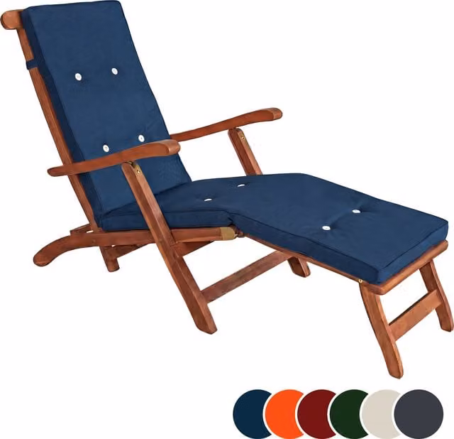 Materassino per sdraio rettangolare in poliestere blu e bianco con tessuto idrorepellente Detex® L: 184,5 cm, P: 43 cm – 1