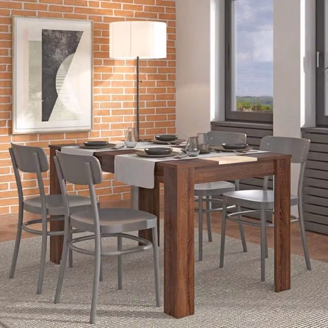 Tavolo fisso rettangolare DMORA per 6 persone, colore marrone rovere, L: 135 cm, P: 80.5 cm, H: 74.5 cm