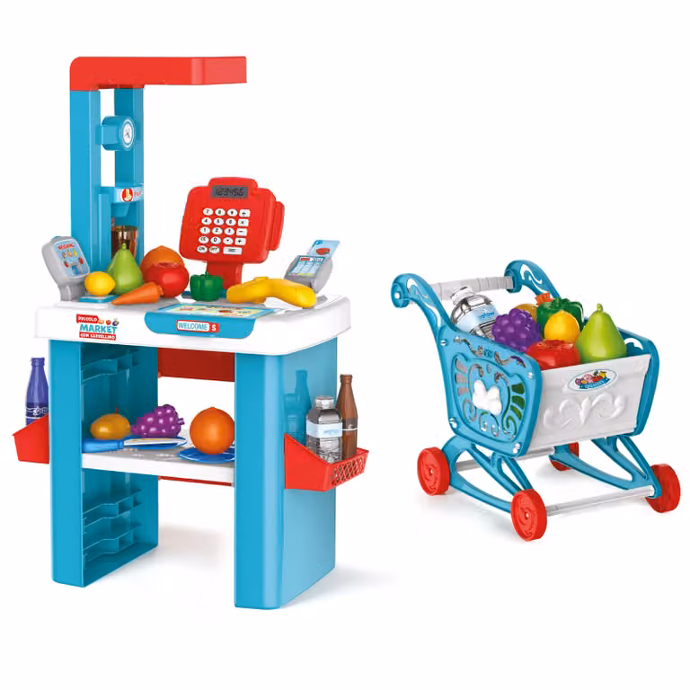 Tu Giochi Piccolo Market con Carrellino multicolore, 56 pezzi