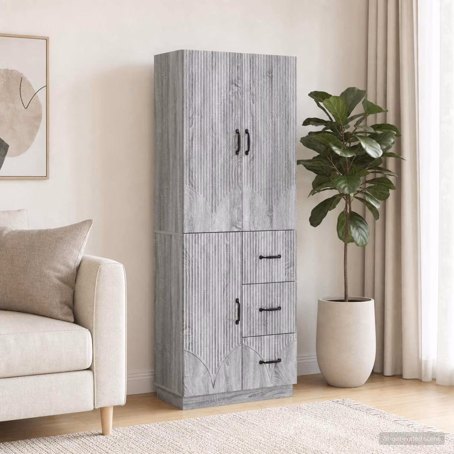 Set di 2 armadi moderni vidaXL in legno ingegnerizzato e MDF, colore grigio, con ante a battente e ripiani interni, ideale per camera da letto o ufficio, L/P/H: 87,0 x 34,5 x 66,0 cm