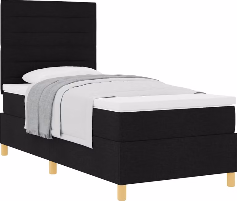 Letto a molle con materasso Nero 80 x 200 cm Tessuto