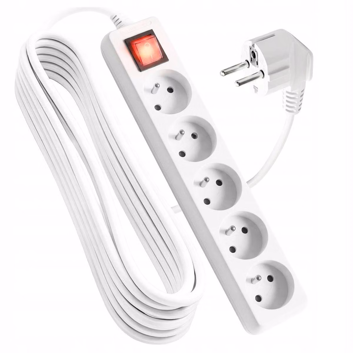 Cavo di prolunga Vayox VA0309-3 | 3 m | 5 prese | Interruttore | 10 A | IP20 | Bianco