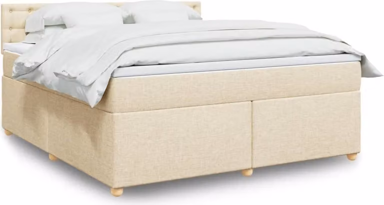 Maison Exclusive - Giroletto a Molle con Materasso Crema 180x200 cm in Tessuto