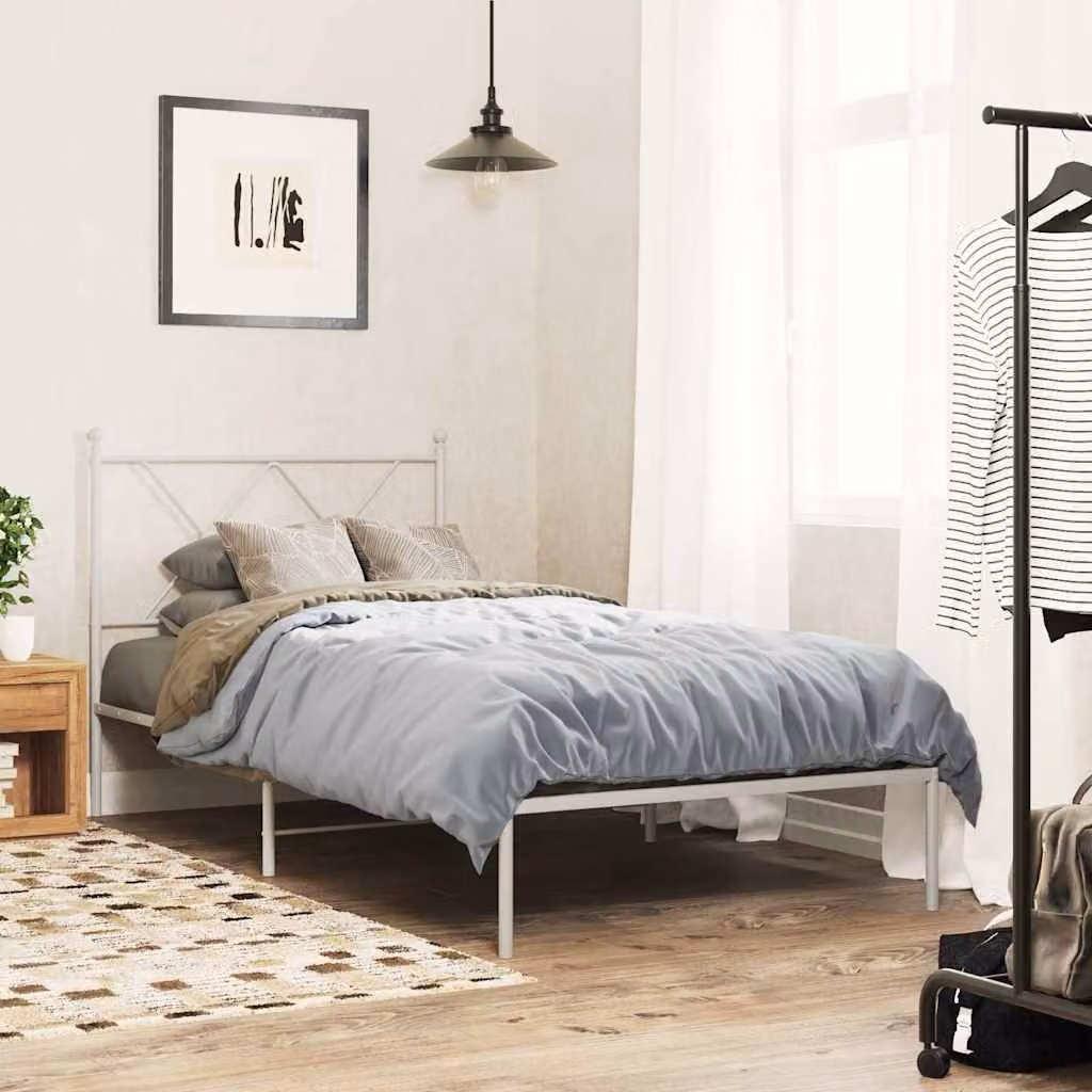 vidaXL Giroletto con Testiera in Metallo Bianco 90x190 cm