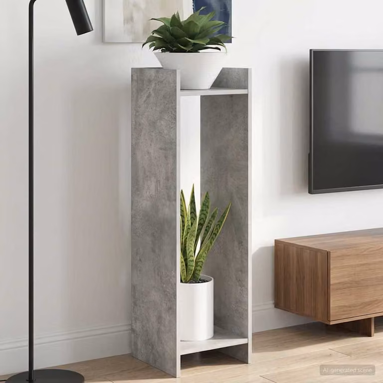 Set di 2 supporti per piante vidaXL in stile moderno, colore grigio cemento, L/P/H: 30 x 30 x 100 cm