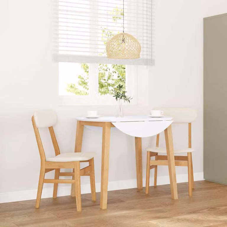 Set di 2 sedie da pranzo vidaXL in legno massello di Hevea con cuscini in tessuto, stile scandinavo, marrone e bianco