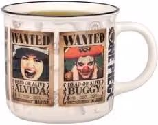 Tazza Mug in Ceramica Paladone Wanted One Piece con Cambio Colore al Calore, Bianca, 350 ml