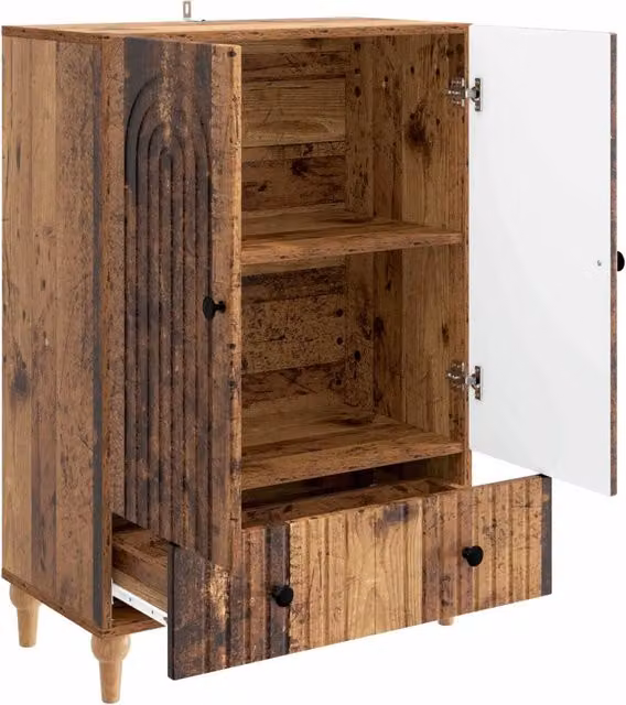 Credenza moderna in legno ingegnerizzato marrone con finitura opaca, L: 66 cm, P: 34,5 cm, H: 95 cm