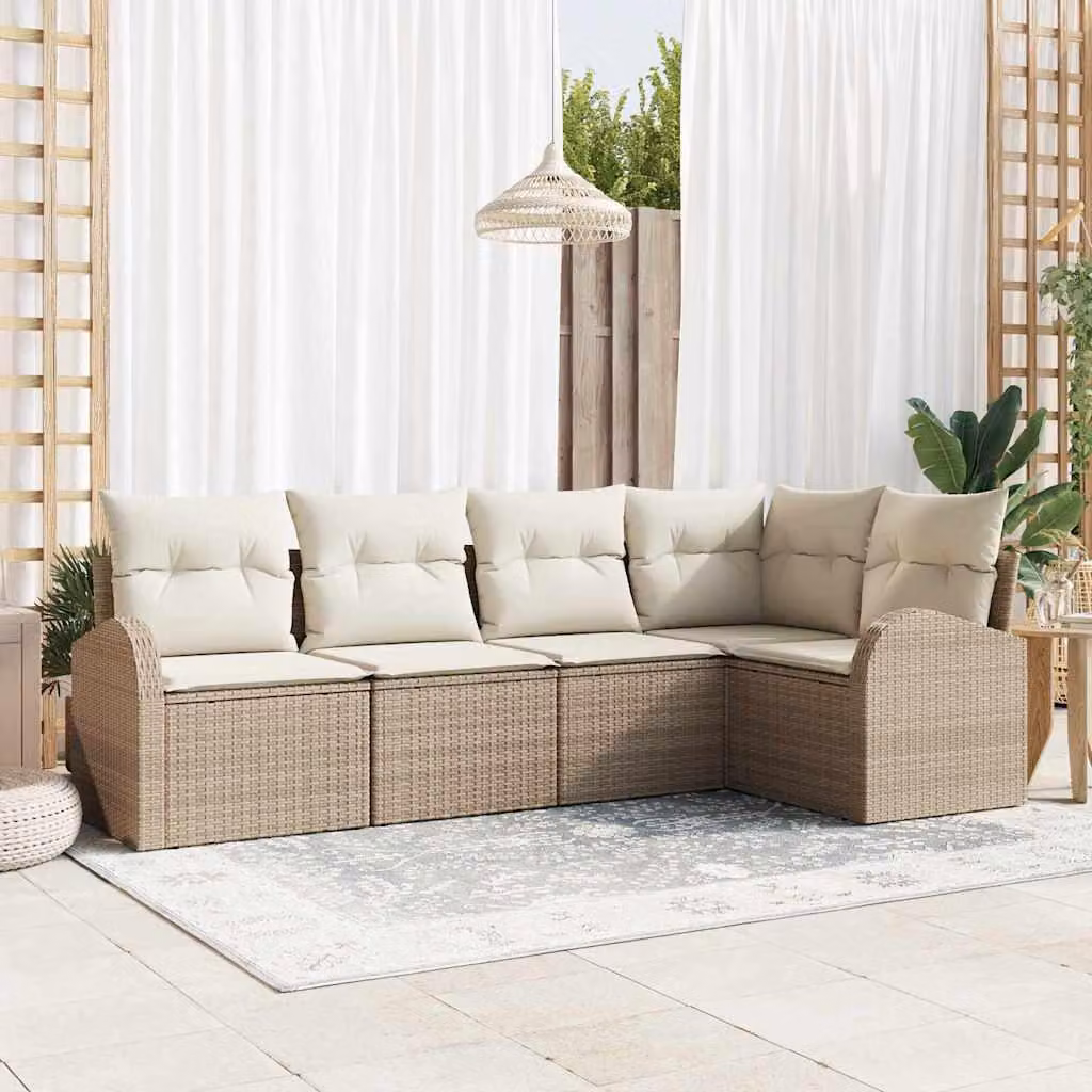 Maison Exclusive - Set di divani con cuscino 5 pcs Beige Poliestere