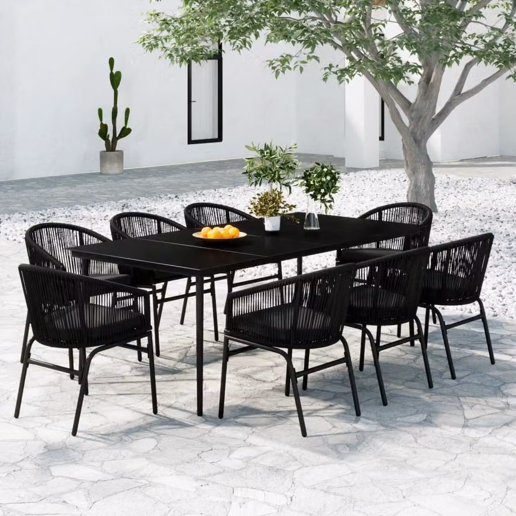 Maison Exclusive - Set da pranzo da giardino 9 pezzi nero