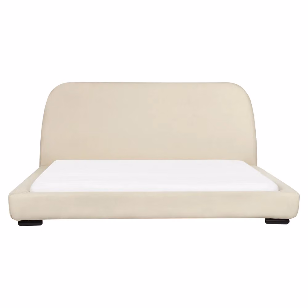 Letto Beliani in tessuto beige con doghe in legno e design classico L/P/H: 226 x 180 x 101 cm – 2