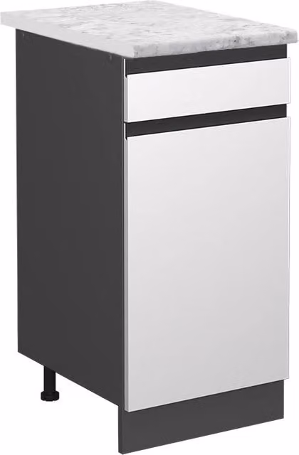 Mobiletto base per cucina Vicco R-Line Bianco e Antracite con piano in marmo L/P/H: 40 x 60 x 81,6 cm