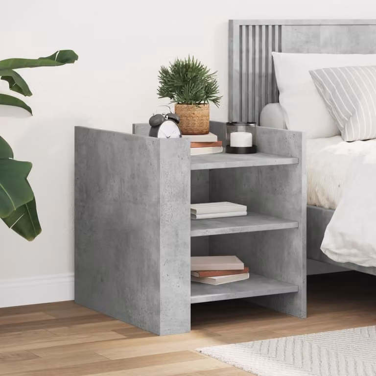 Comodino moderno da parete vidaXL in legno MDF grigio opaco L 45 cm x P 50 cm x H 50 cm