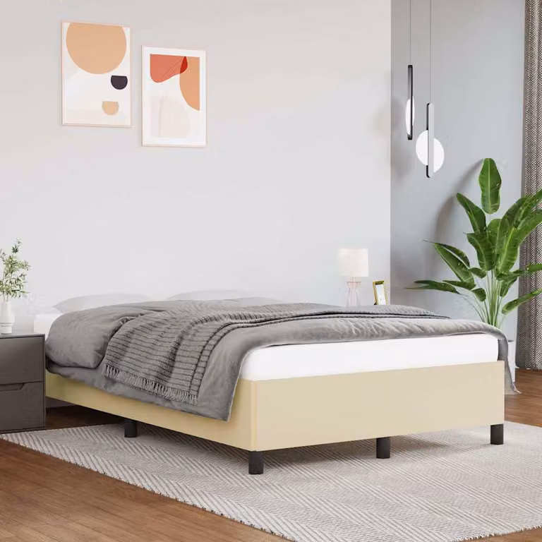 Giroletto vidaXL in similpelle beige con doghe in legno L: 120 cm, P: 200 cm