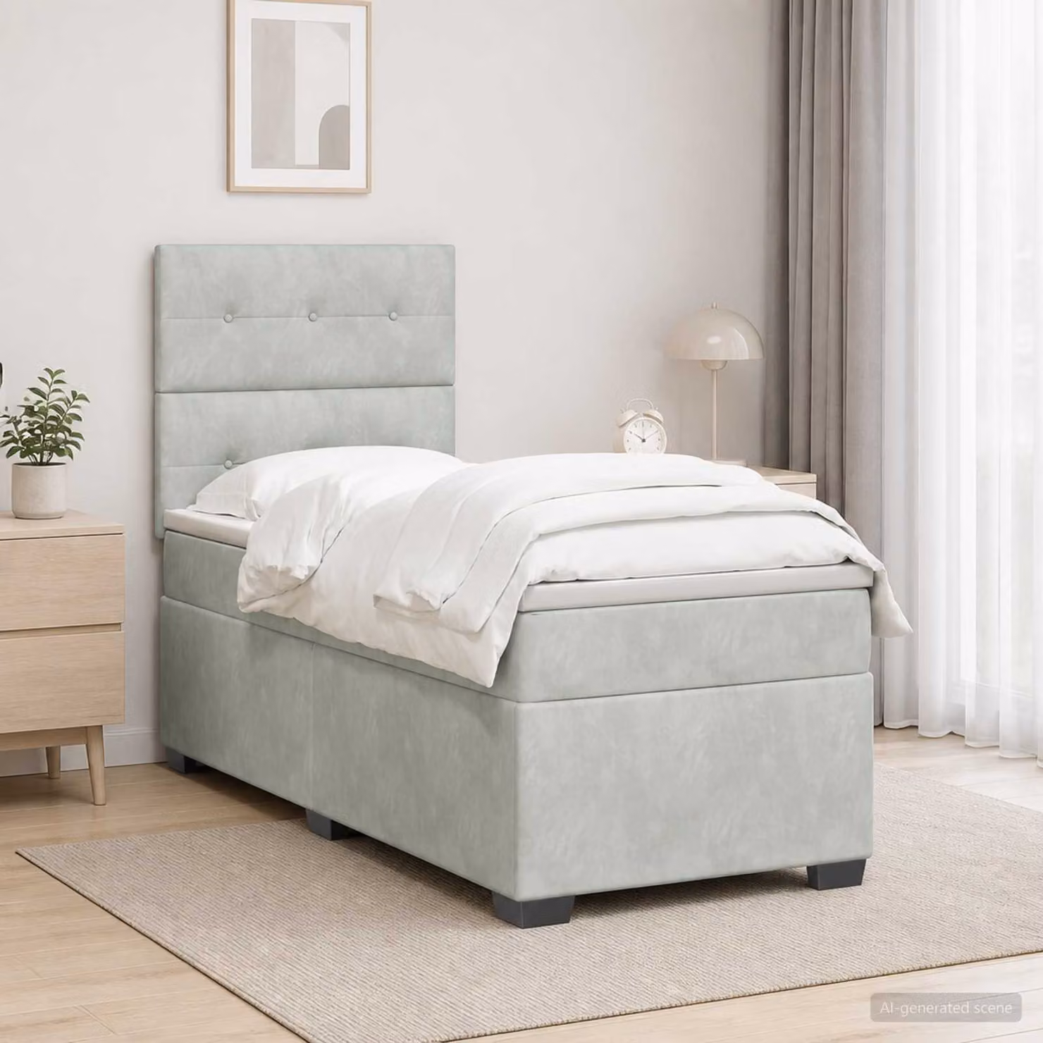 vidaXL Letto box spring con materasso in tessuto Grigio Chiaro L/P/H: 200 x 90 x 140,5 cm