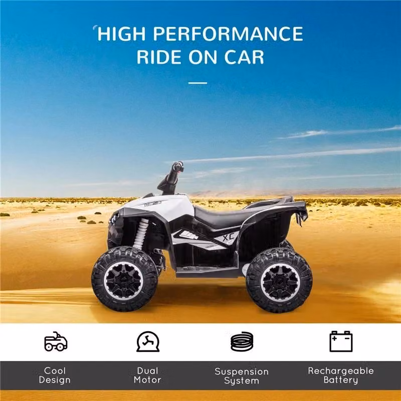 Quad Elettrico per Bambini 3-5 Anni 12V con 2 Velocità, Ruote Larghe, Sospensioni e Fari LED, Bianco – 2