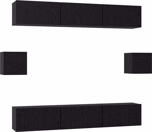 Set mobile TV 8 pz | Armadietto TV | Mobile Porta TV Rovere Nero Legno multistrato