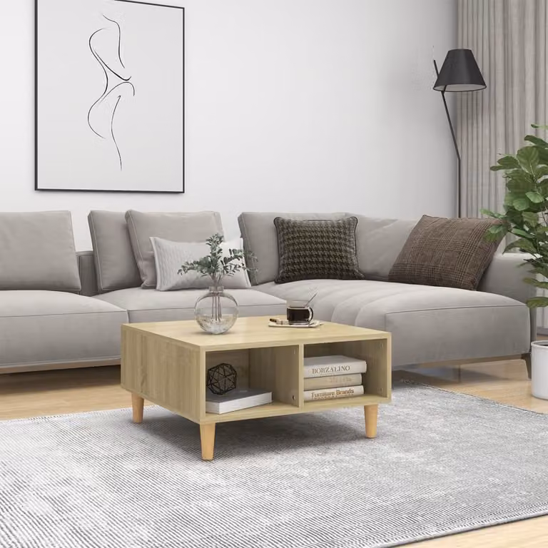 The Living Store tavolino in rovere Sonoma 60x60x30 cm materiale a base di legno