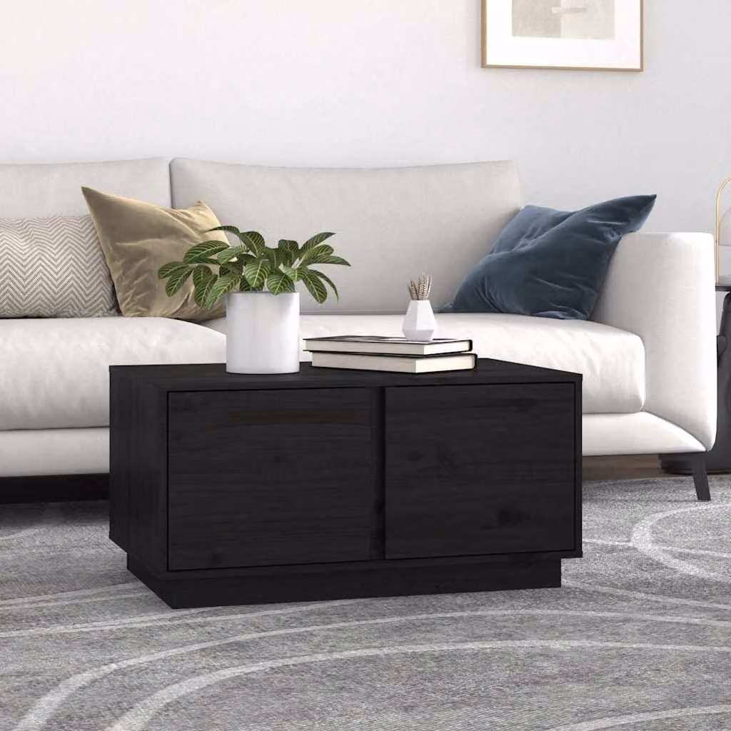 vidaXL Tavolino da Salotto Moderno in Legno di Pino Nero L: 80 cm, P: 50 cm, H: 40 cm