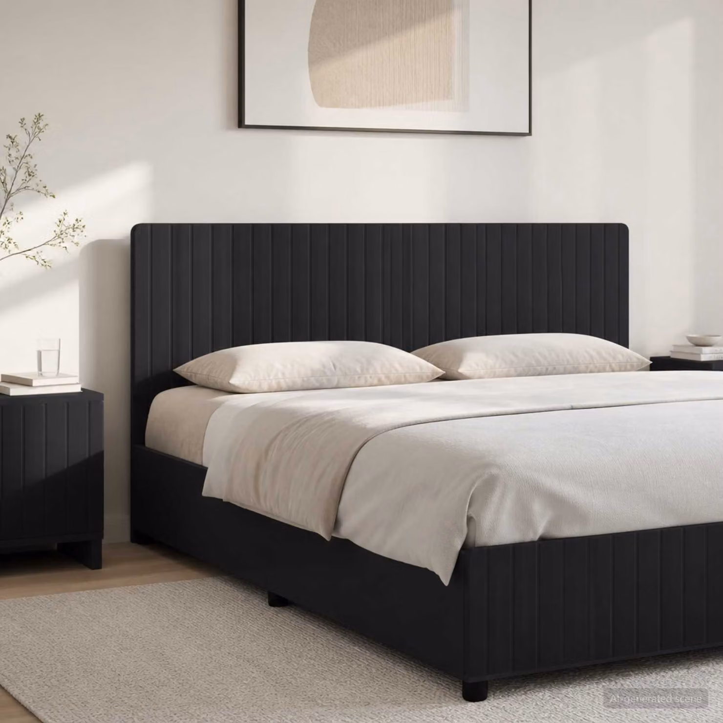 Testiera da muro vidaXL ZWOLLE con ripiano integrato e pannello imbottito in tessuto, Nero