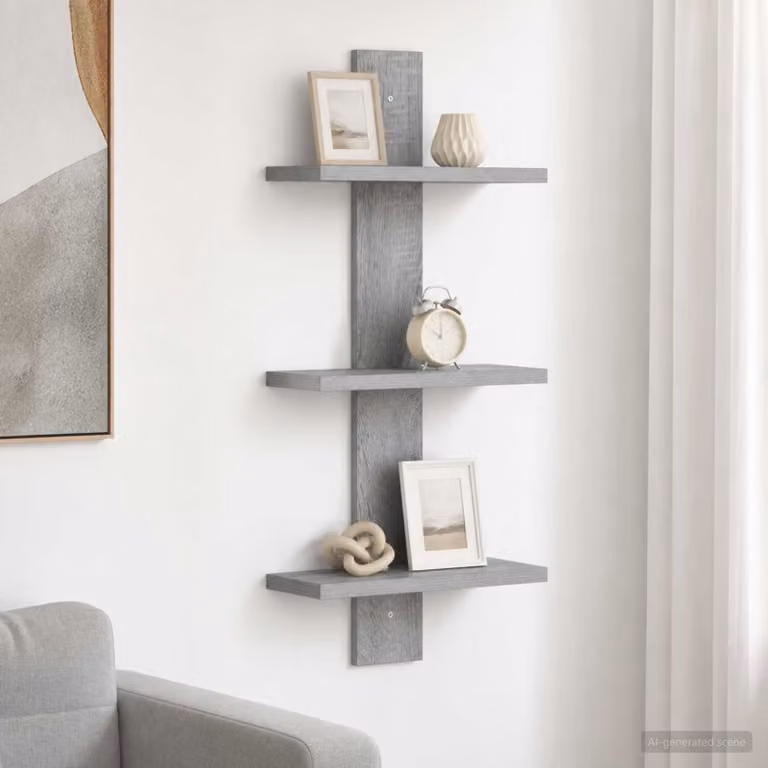 Scaffale da parete moderno vidaXL in MDF grigio L: 30 cm, P: 13.5 cm, H: 64.5 cm