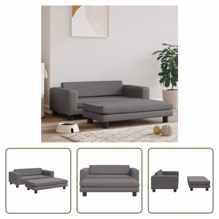 The Living Store Lettino per cani con estensione grigio 100x50x30 cm in Pelle finta